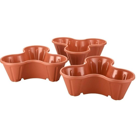 Stackable Garden Planters 3-Pc Weather Resistant Terra Cotta Plastic Outdoors - Picture 2 of 4